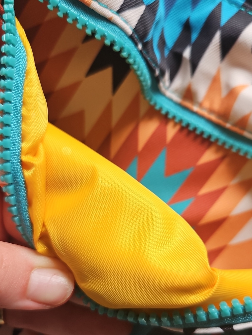 Wrangler Turquoise & Orange Chevron Pattern Mini Backpack - Picture 3 of 5